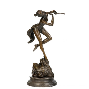 Musique Décor En Laiton Statue Lady Joueur Sculpture En Bronze Sculpture Tpy-719